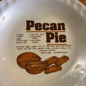 Vintage Pecan Pie Recipe Plate
